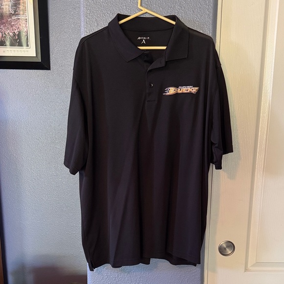 Anaheim Ducks Black Polo Shirt with Embroidered Logo - Picture 1 of 4
